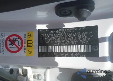 2016 Lexus Es 350 из США, поврежденный, VIN 58ABK1GG2GU017899